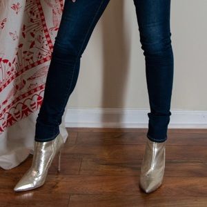 Alice and Olivia leather gold booties